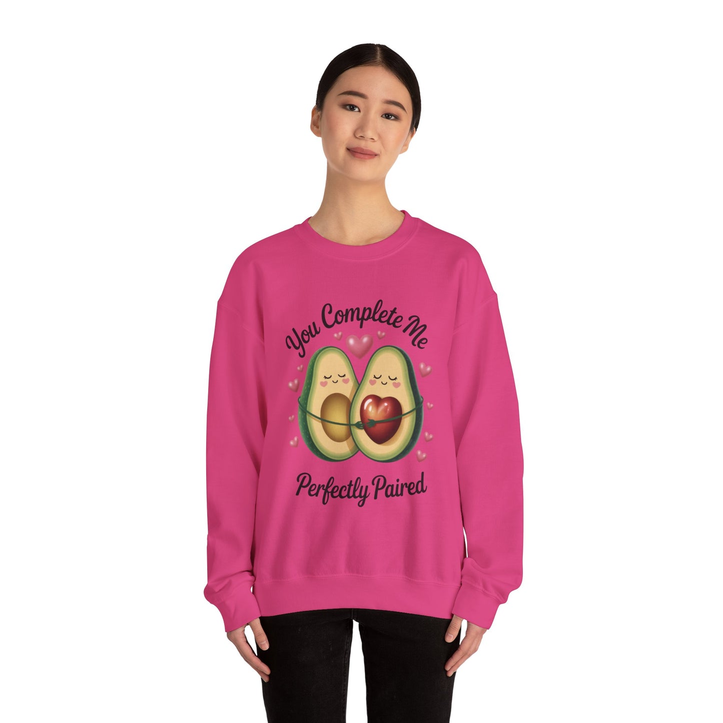 Cute Avocado Love Crewneck Sweatshirt, Sweatshirt for Couples, Perfect Gift for Valentines Day, Cozy Apparel, Avocado Lover Gift