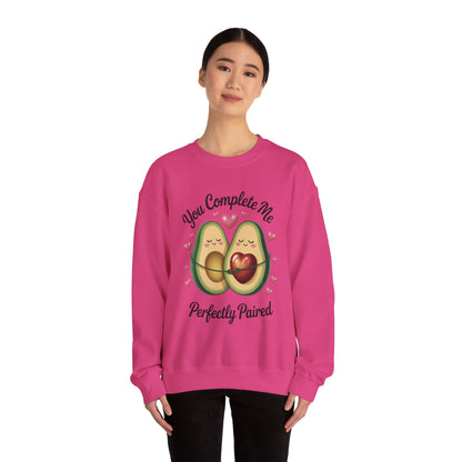 Cute Avocado Love Crewneck Sweatshirt, Sweatshirt for Couples, Perfect Gift for Valentines Day, Cozy Apparel, Avocado Lover Gift