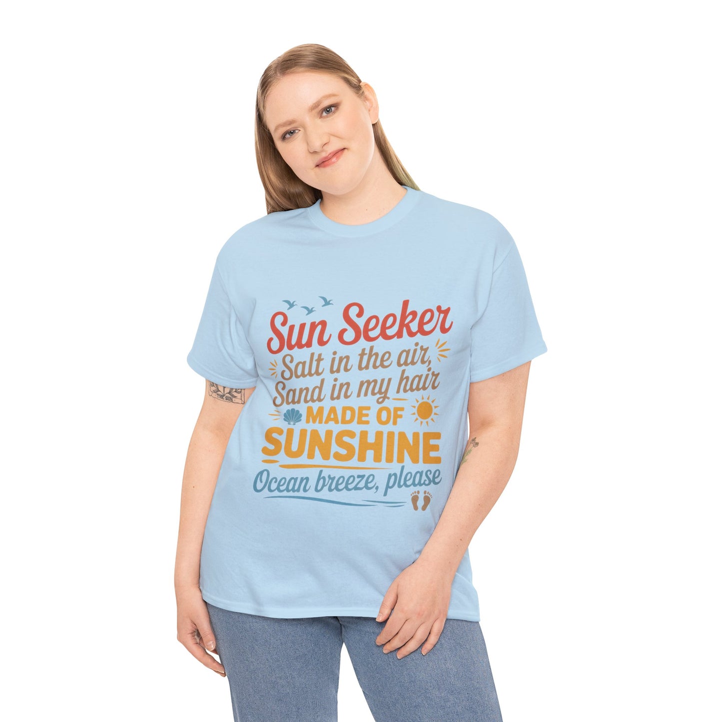 Sun Seeker Summer Quote Shirt, Made of Sunshine Beach Vibes Tee, Ocean Breeze Please Shirt for Women, Salt in the Air Sand in My Hair Top