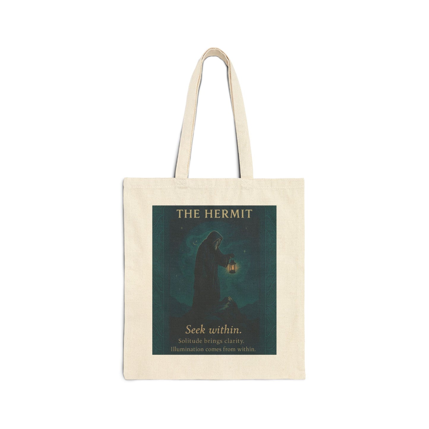 The Hermit Tarot Art Print, Mystical Solitude Illustration, Spiritual Art with Lantern, Seek Within Inspirational Bag, Spiritual Gifts