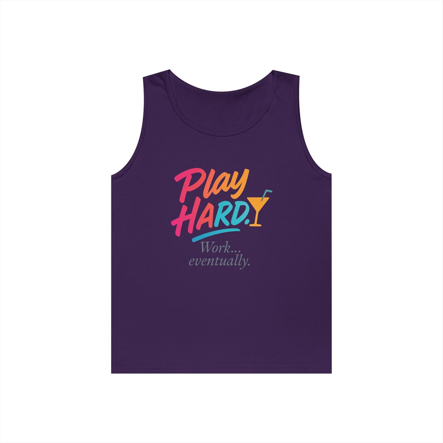 Play Hard, Work Eventually Tank Top, Womens Cotton Tank, Summer Apparel, Casual Wear, Gift for Him/Her, Beach Ready