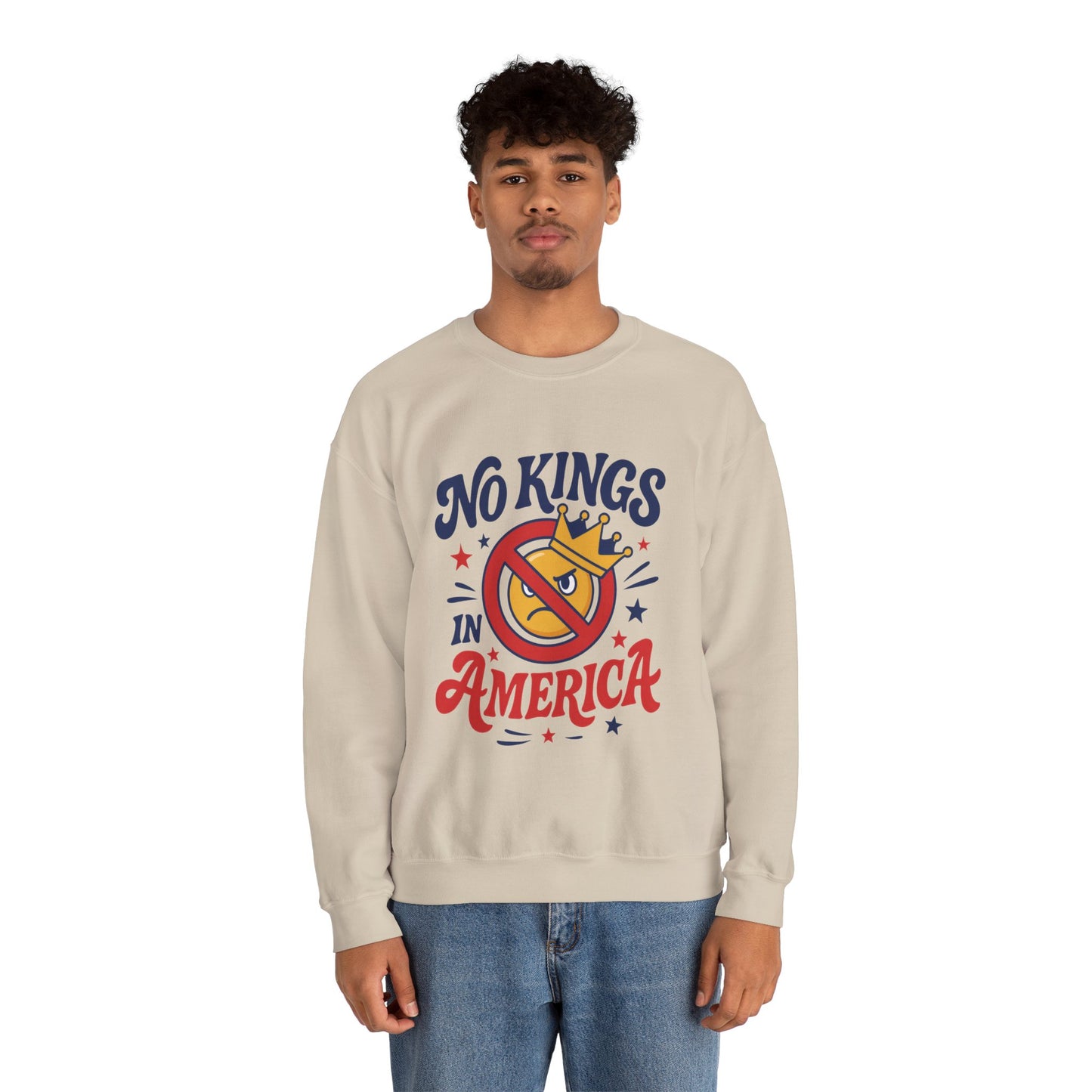 No Kings in America Sweatshirt - Funny Patriotic Anti Monarchy Pullover - USA Independence Sweater, Political Apparel, Gift for Activists
