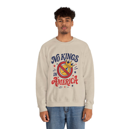 No Kings in America Sweatshirt - Funny Patriotic Anti Monarchy Pullover - USA Independence Sweater, Political Apparel, Gift for Activists
