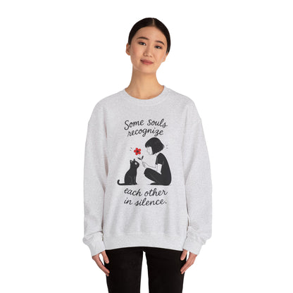 Soulful Cat and Human Crewneck Sweatshirt, Cozy Gift for Cat Lovers, Womens Sweatshirt, Animal Lover Apparel, Thoughtful Gift Idea