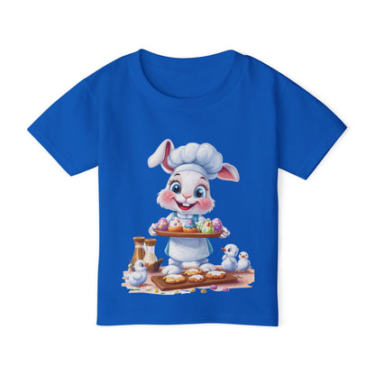 Easter Bunny Chef Toddler T-Shirt - Cute Spring Baking Shirt with Colorful Eggs - Cotton Easter Tee for Kids, Easter Toddler Gift