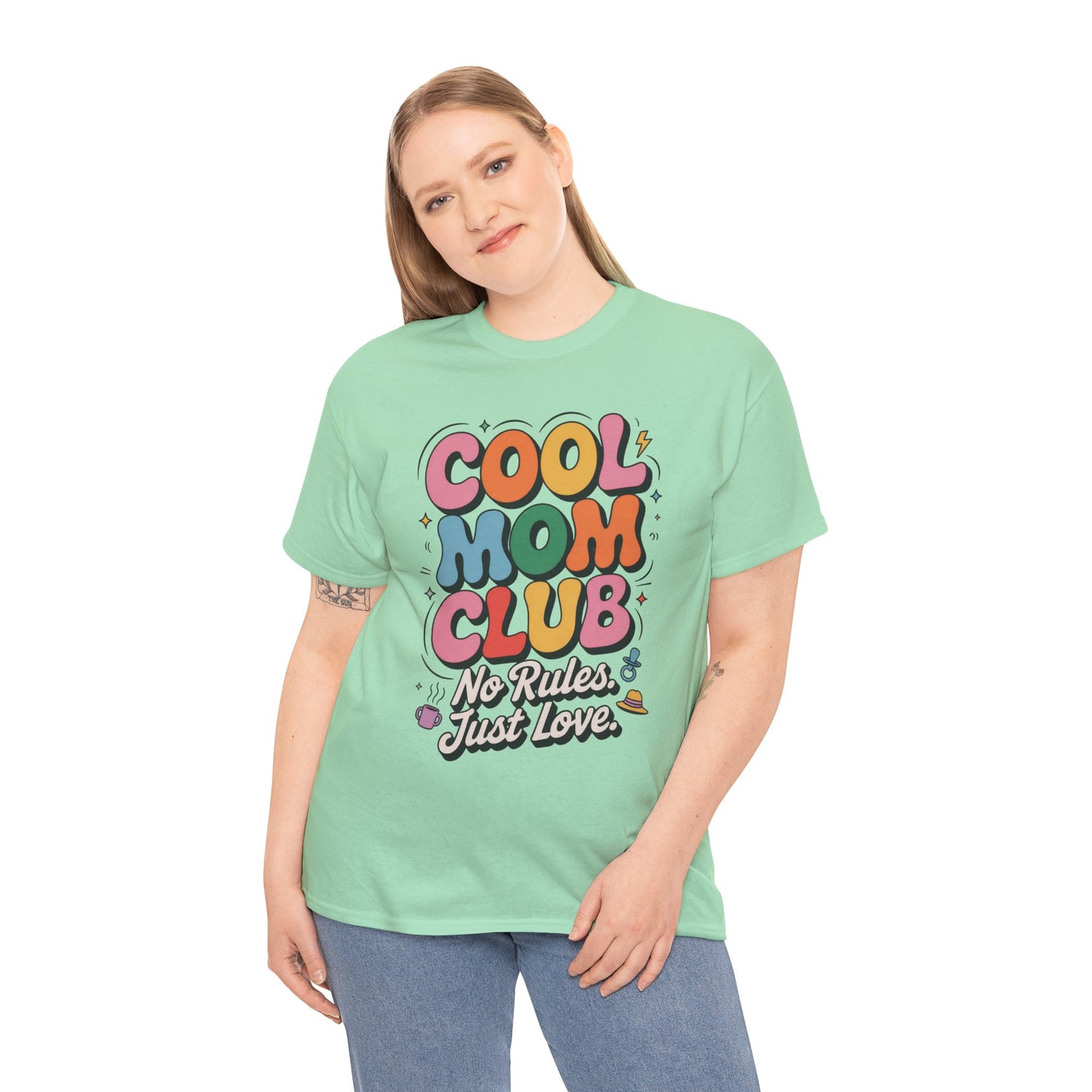 Cool Mom Club Tee, Fun Cotton T-Shirt for Moms, Mothers Day Gift, Parenting Humor Apparel, Fun Mom Shirt, No Rules Just Love Retro Style
