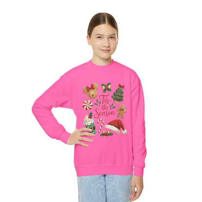 Tis the Season Christmas Sweatshirt for Girls, Cozy Holiday Cookie Jumper, Youth Crewneck Sweatshirt