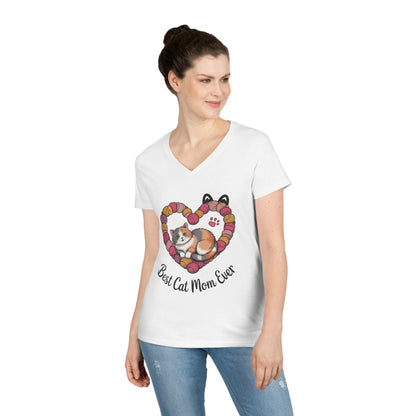 Best Cat Mom V-Neck T-Shirt, Gifts for Cat Lovers, Pet Mom Tee, Cute Cat Shirt, Animal Lover Apparel, Mother's Day Gift