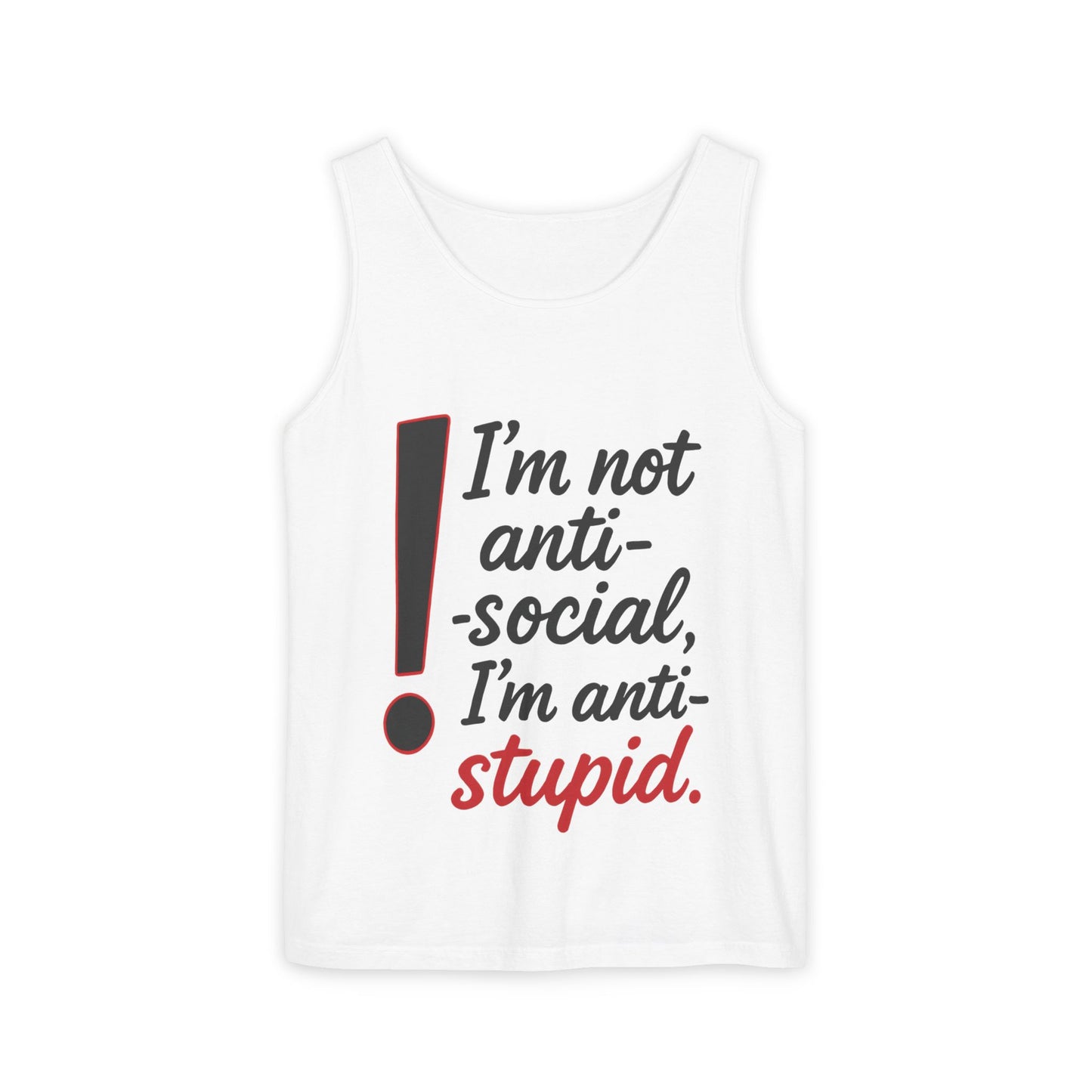 Anti-Social Womens Tank Top, Funny Graphic Summer Apparel, Beachwear, Humorous Womens Tee, Graphic Tee for Introverts & Thinkers