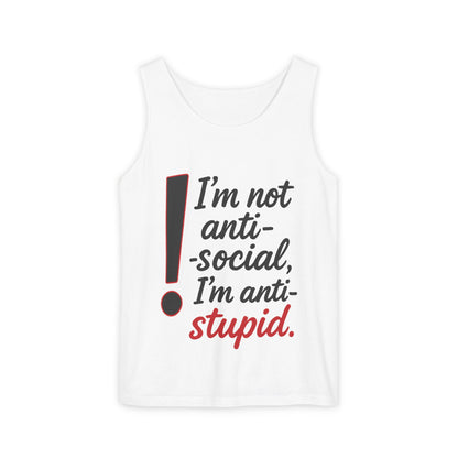 Anti-Social Womens Tank Top, Funny Graphic Summer Apparel, Beachwear, Humorous Womens Tee, Graphic Tee for Introverts & Thinkers