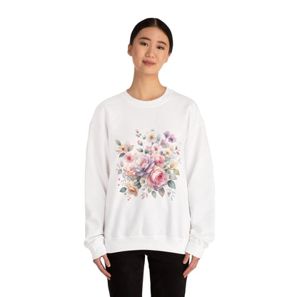 Floral Crewneck Sweatshirt, Cozy Floral Sweatshirt for Spring, Gift for Her, Women's Floral Top, Pastel Floral Sweatshirt