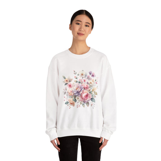 Floral Crewneck Sweatshirt, Cozy Floral Sweatshirt for Spring, Gift for Her, Women's Floral Top, Pastel Floral Sweatshirt