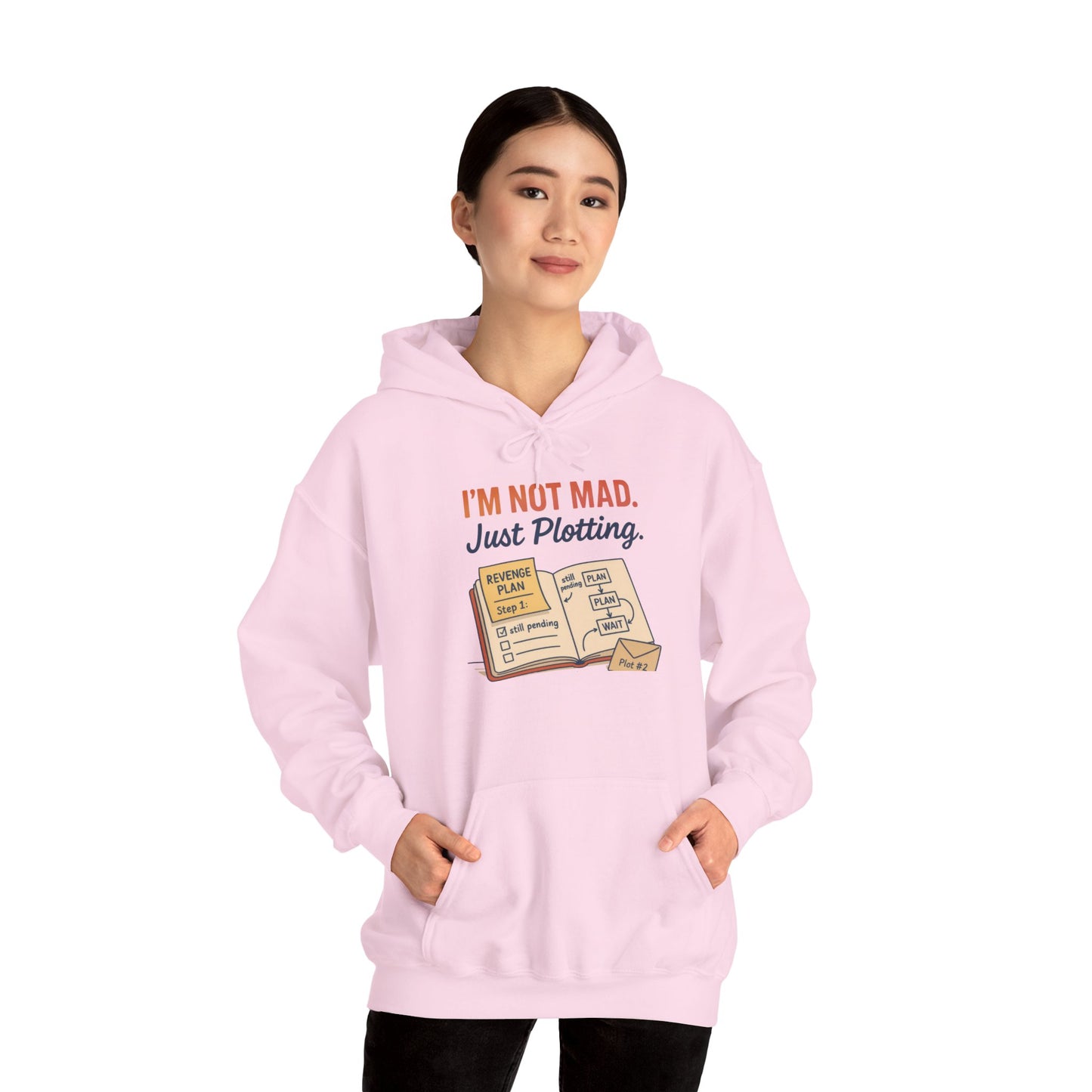 Sarcastic Womens Hoodie, Im Not Mad Just Plotting, Funny Passive Aggressive Sweatshirt Gift, Plotting Humor Hooded Womens Sweatshirt