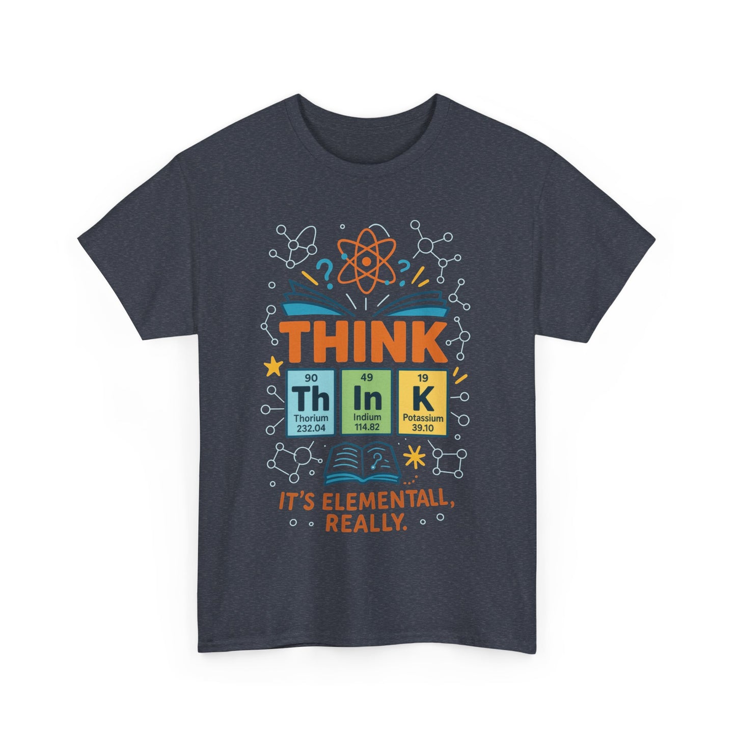 Funny Mens Science T-Shirt, THINK Element Periodic Table Shirt, Smart Geek Nerd Tee for Him, Ideal for Science Lovers, Geeky Apparel