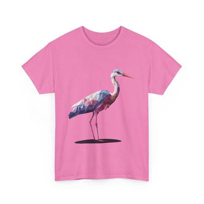 Geometric Heron T-Shirt, Colorful Polygon Bird Graphic, Nature Lover Unisex Heavy Cotton Tee, Geometric Crane Tee, Bird Lovers Gift