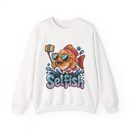 Selfish Womens Sweatshirt, Funny Selfie Pullover, Cute Ocean Pun Sweater, Playful Sea Life Gift, Fun Gift for Fish Lovers, Fishing Apparel