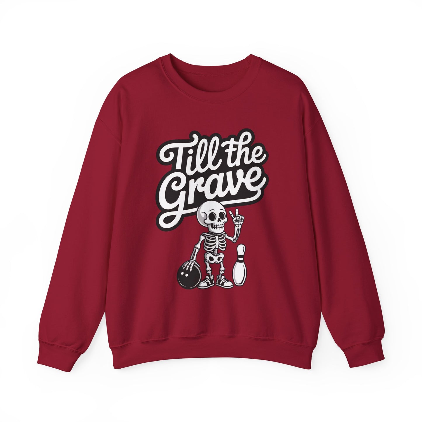 Funny Skeleton Bowling Mens Pullover, Halloween Apparel, Funny Skeleton Bowling Shirt, Casual Mens Crewneck, Cool Bowler Skull Crewneck