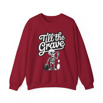 Funny Skeleton Bowling Mens Pullover, Halloween Apparel, Funny Skeleton Bowling Shirt, Casual Mens Crewneck, Cool Bowler Skull Crewneck
