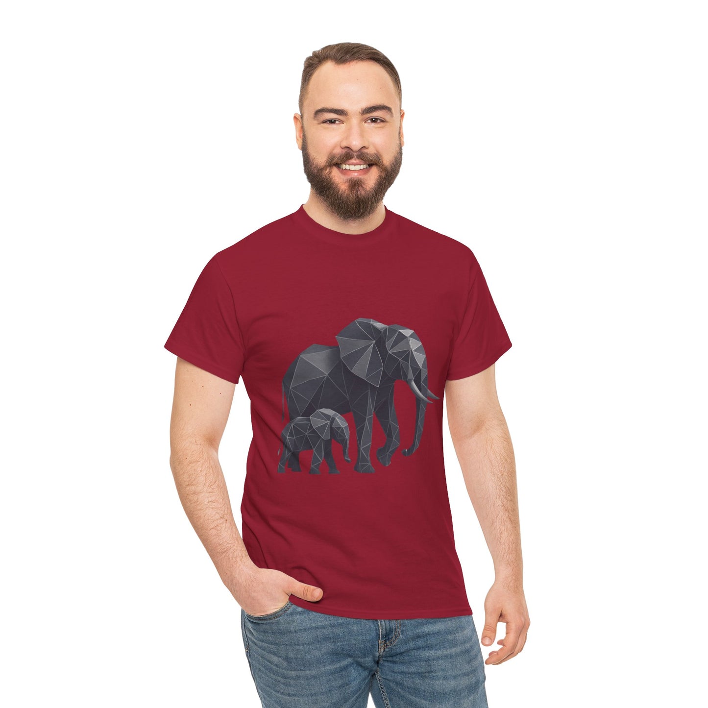 Geometric Elephant Tee - Minimalist Art Shirt, Nature Lover Gift, Animal Print T-Shirt, Unisex Cotton Tee, Eco-Friendly Wear