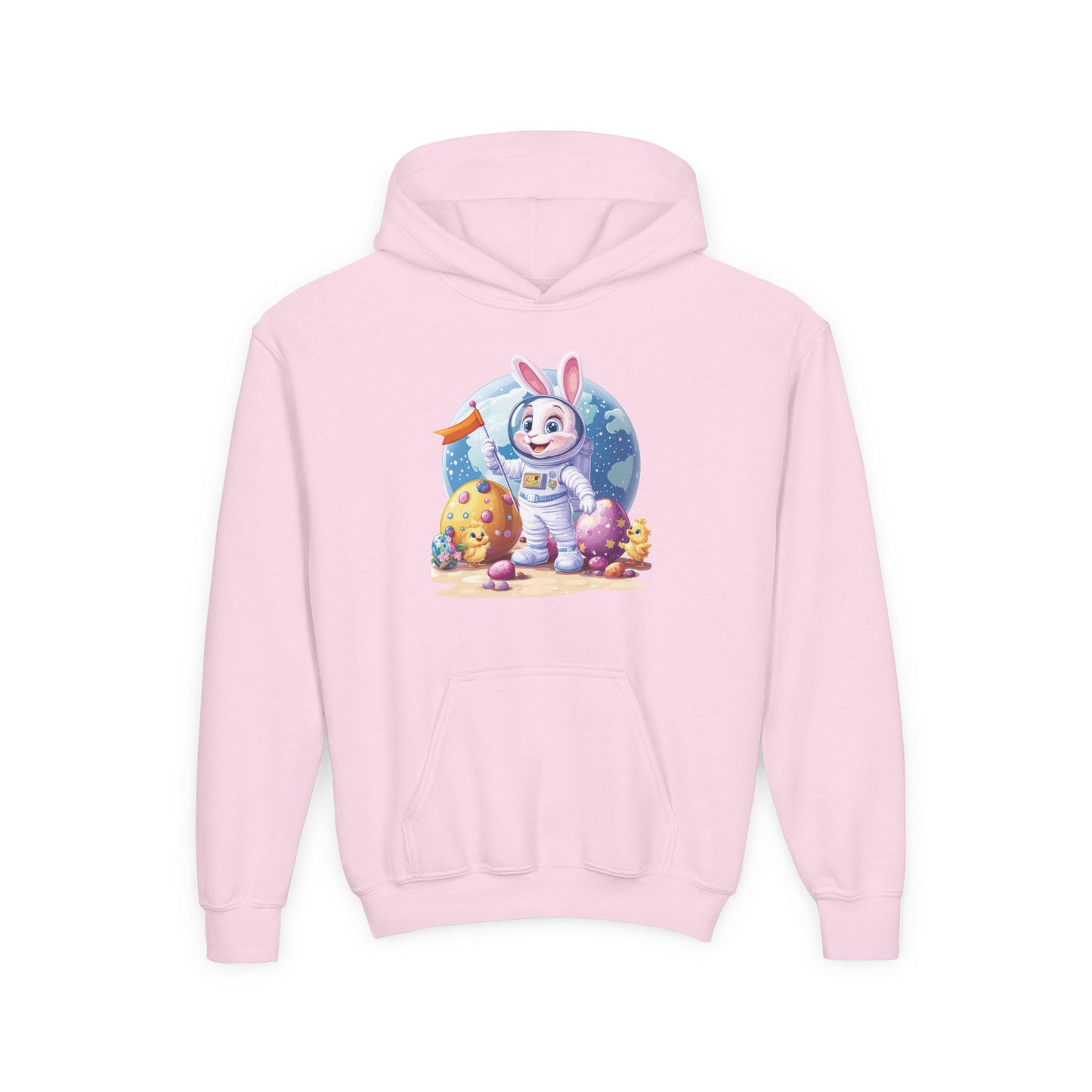 Astronaut Easter Bunny Kids Hoodie, Space Bunny Youth Sweatshirt, Cute Galaxy Easter Gift for Boys and Girls, Gift for Easter Space Lovers