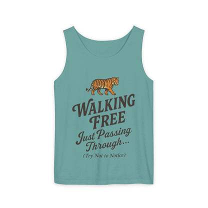 Walking Free Mens Tiger Tank Top, Funny Sleeveless Shirt - Wild Animal Summer Top, Mens Beachwear, Gift for Wild Life Lovers