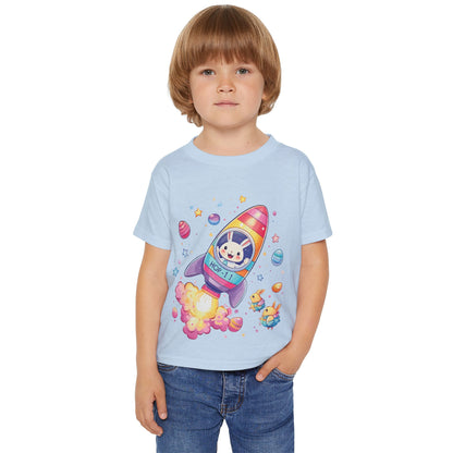 Easter Astronaut Bunny Toddler T-Shirt - Cute Rocket Bunny Space Tee for Kids, Fun Outer Space Easter Gift, Cotton Spring Shirt, Bunny Tee