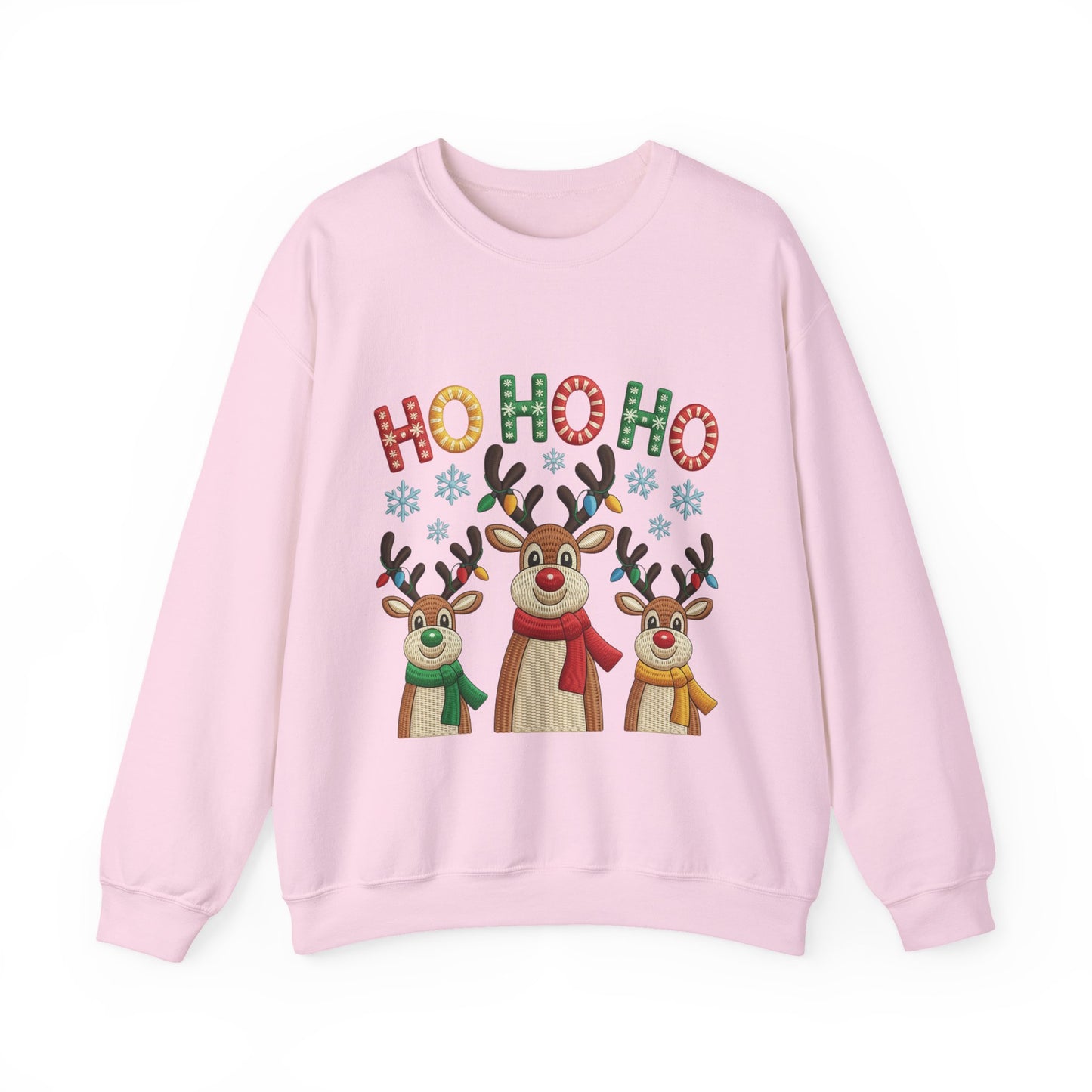 Ho Ho Ho Reindeer Christmas Sweatshirt, Cute Holiday Pullover for Women