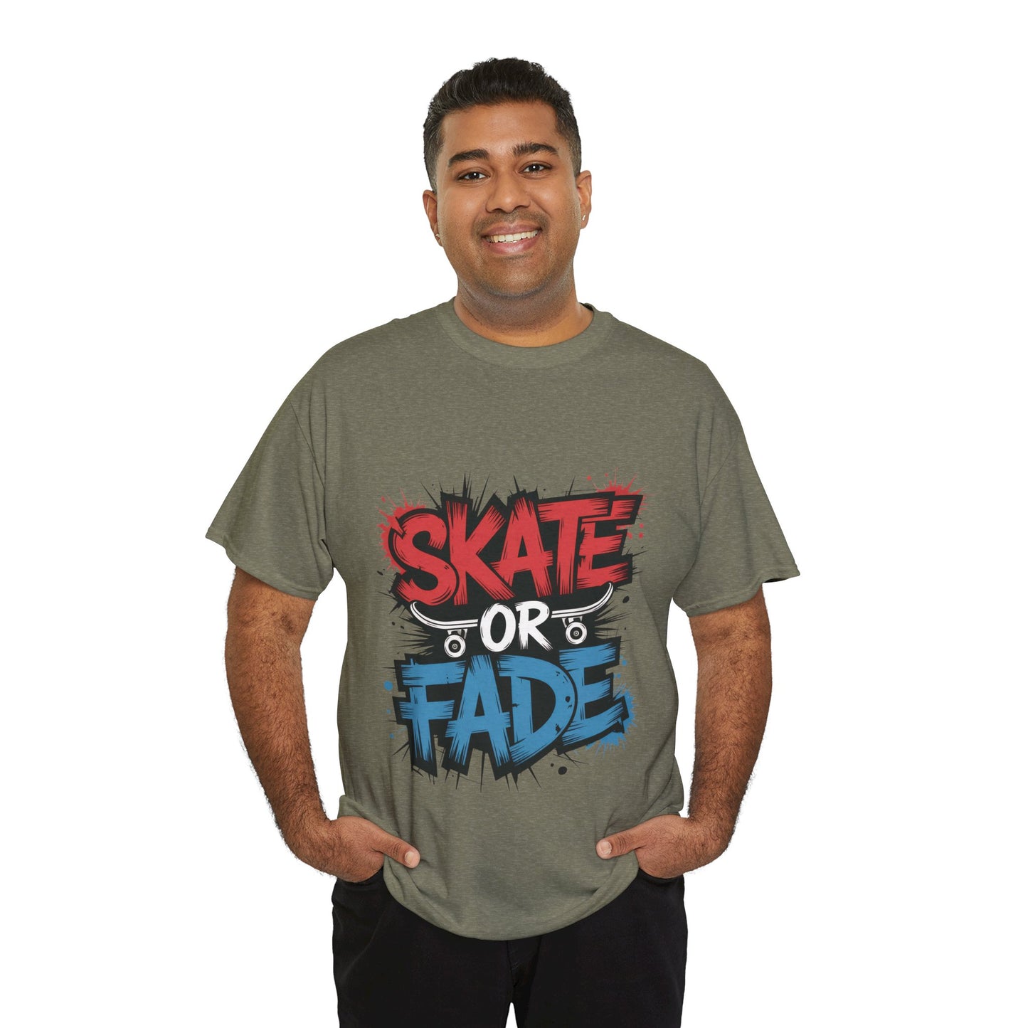 Skate Or Fade Men's T-Shirt, Graffiti Skateboarding Graphic Tee, Urban Streetwear Skater Top