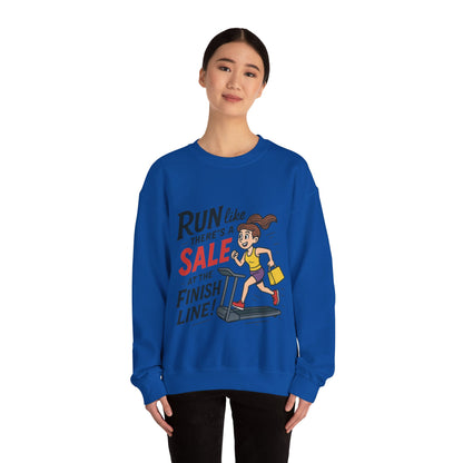 Run Like Theres a SALE at the Finish Line! Womens Sweatshirt, Funny Shopping Pullover, Treadmill Runner Gift for Her, Sale Humor Tee