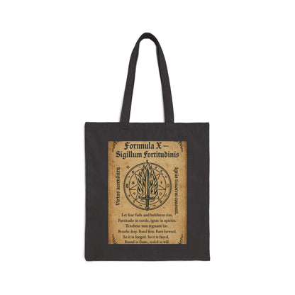 Sigil of Strength Tote Bag, Courage & Flame Symbol, Mystic Sword Ward, Witchy Canvas Bag, Fire Spell Art, Witchy Decor, Mystical Sigil Tote