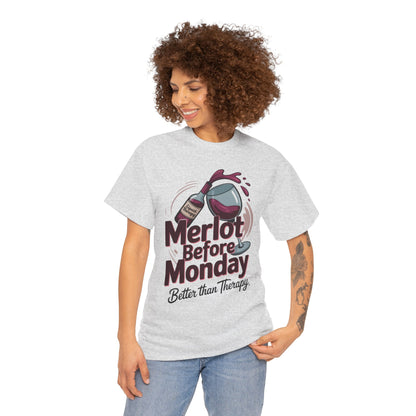 Merlot Before Monday Shirt Women, Funny Wine Tee, Better Than Therapy Tee, Wine Lover Gift