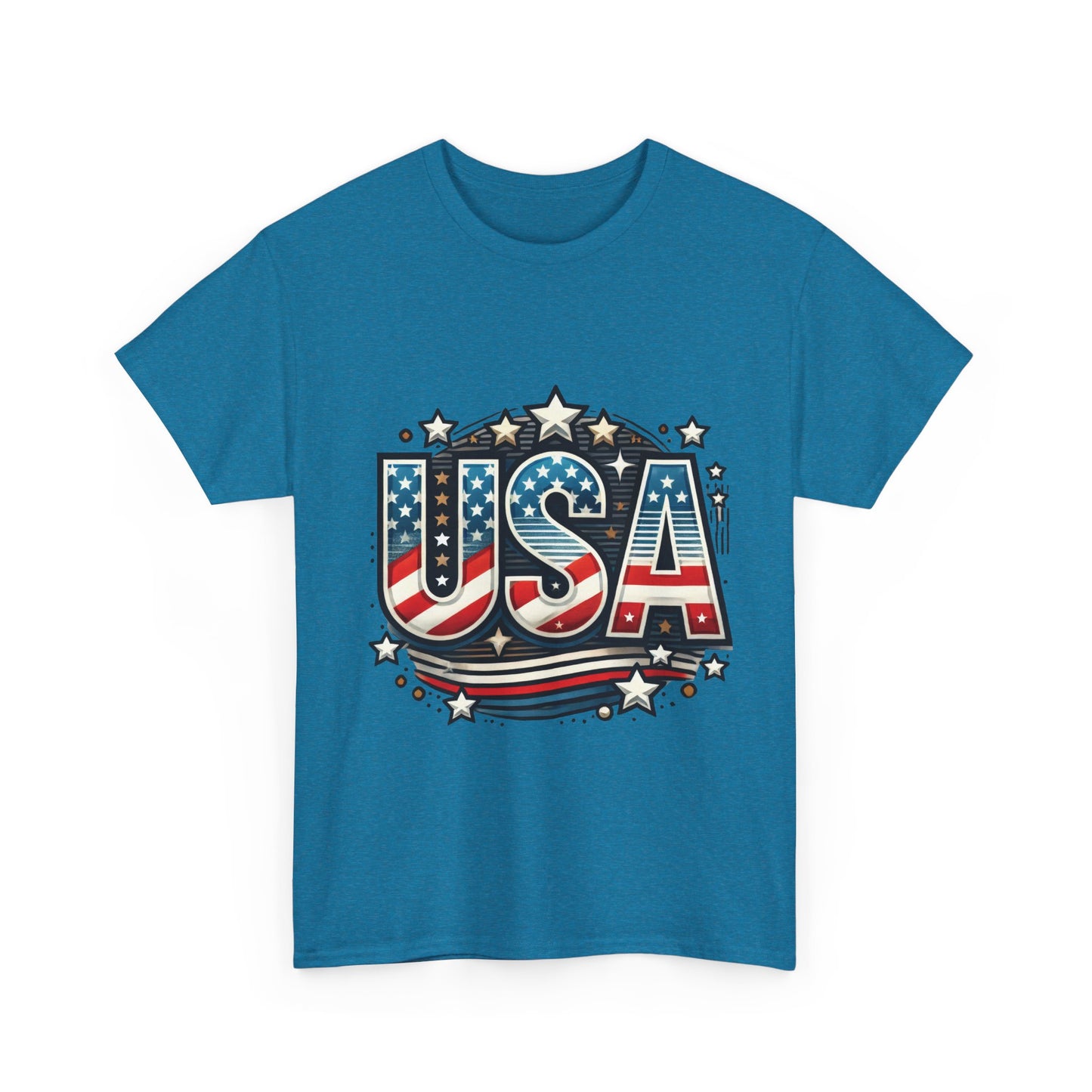 Patriotic USA T-Shirt, Unisex Heavy Cotton Tee for Independence Day, Memorial Day, 4th of July, Casual Wear, Gifts