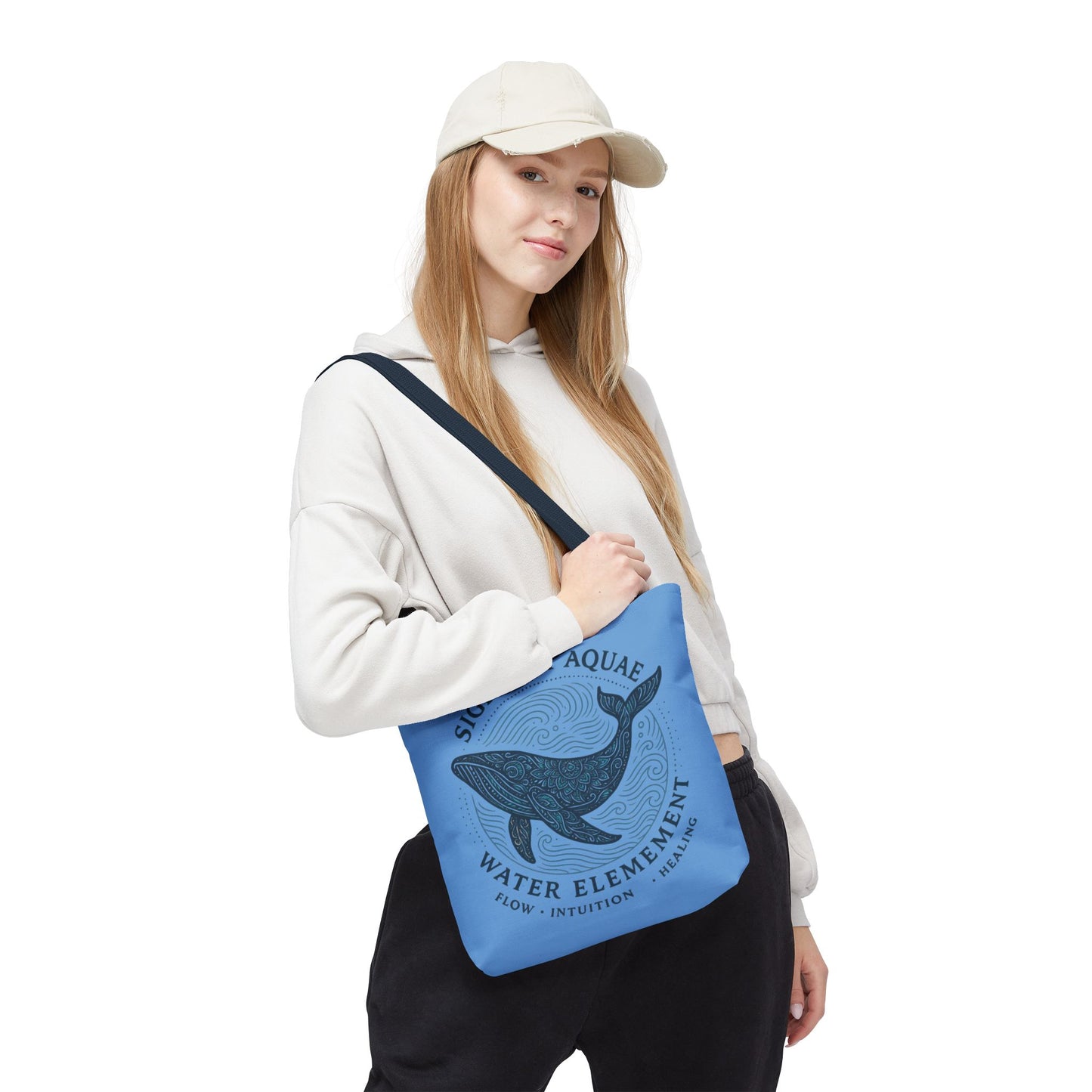 Whale Water Element Tote Bag: Spiritual Gift, Eco-Friendly, Beach Bag, Yoga Accessories, Meditation Essentials, Weekender Bag, Large Bag