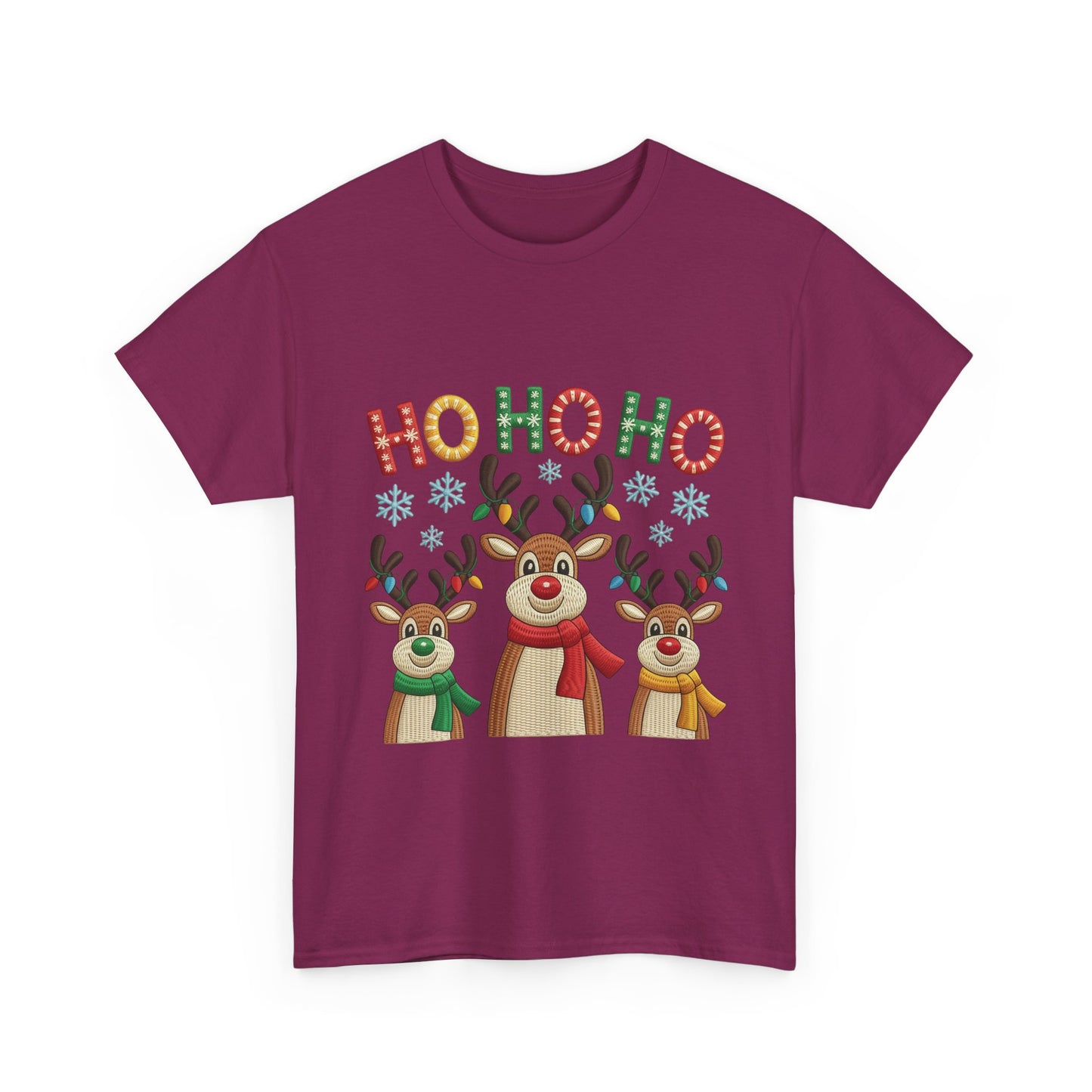 Ho Ho Ho Reindeer T-Shirt, Cute Christmas Tee for Women