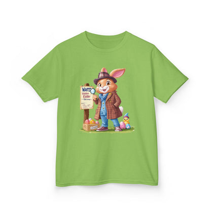 Detective Bunny Easter Kids Tee - Fun Egg Hunt T-Shirt with Mystery Theme, Cute Spring Gift for Kids, Heavy Cotton Easter Outfit