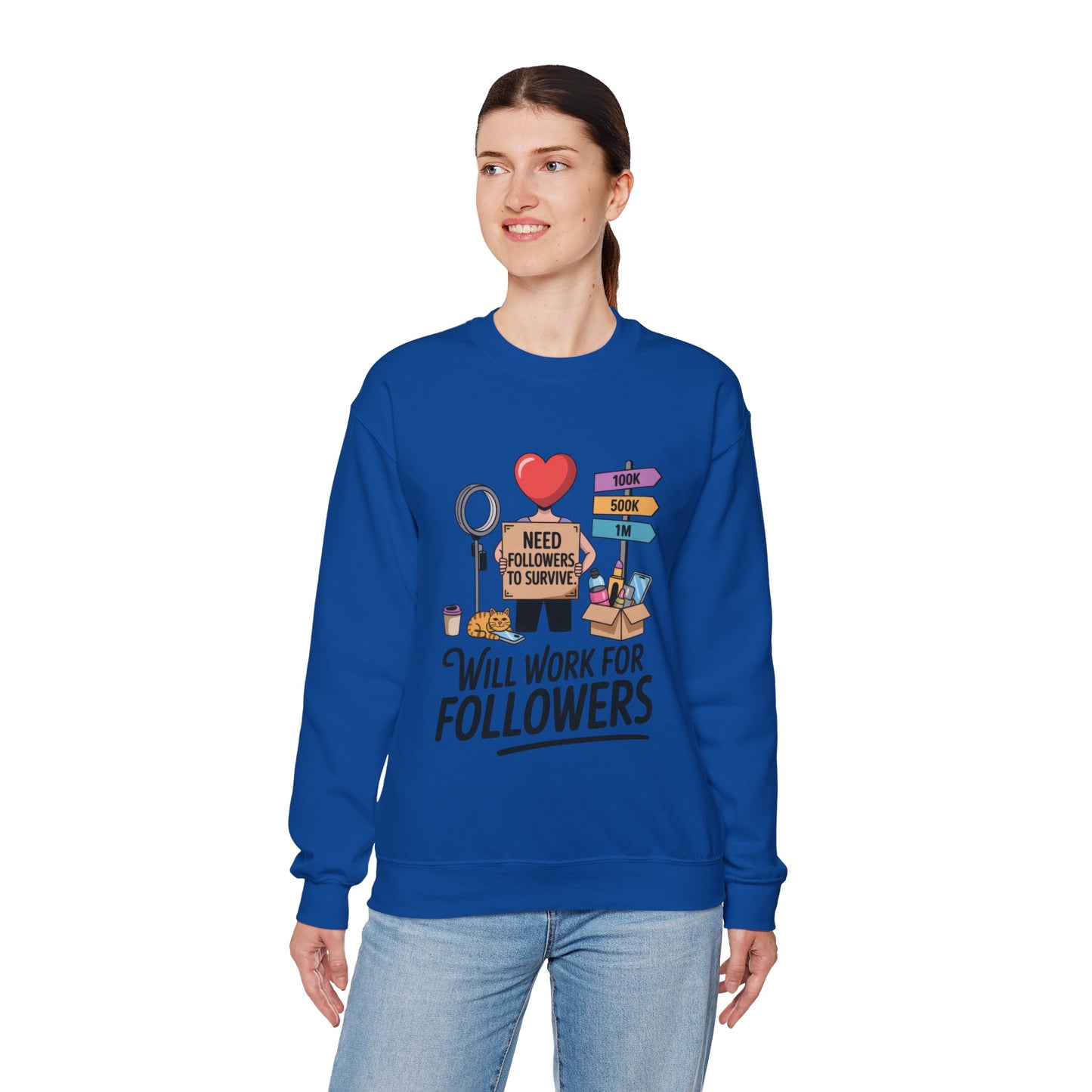 Funny Influencer Womens Sweatshirt, Social Media Sweatshirt, Humor Gifts, Crewneck for Influencers, Casual Wear, Womens Cozy Meme Top