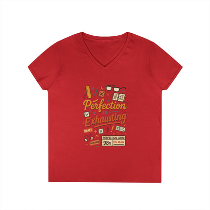 V-Neck T-Shirt "Perfection is Exhausting", Casual Tee for Perfectionists, Gift for Graduates, Motivational Apparel, Study Wear, Work from