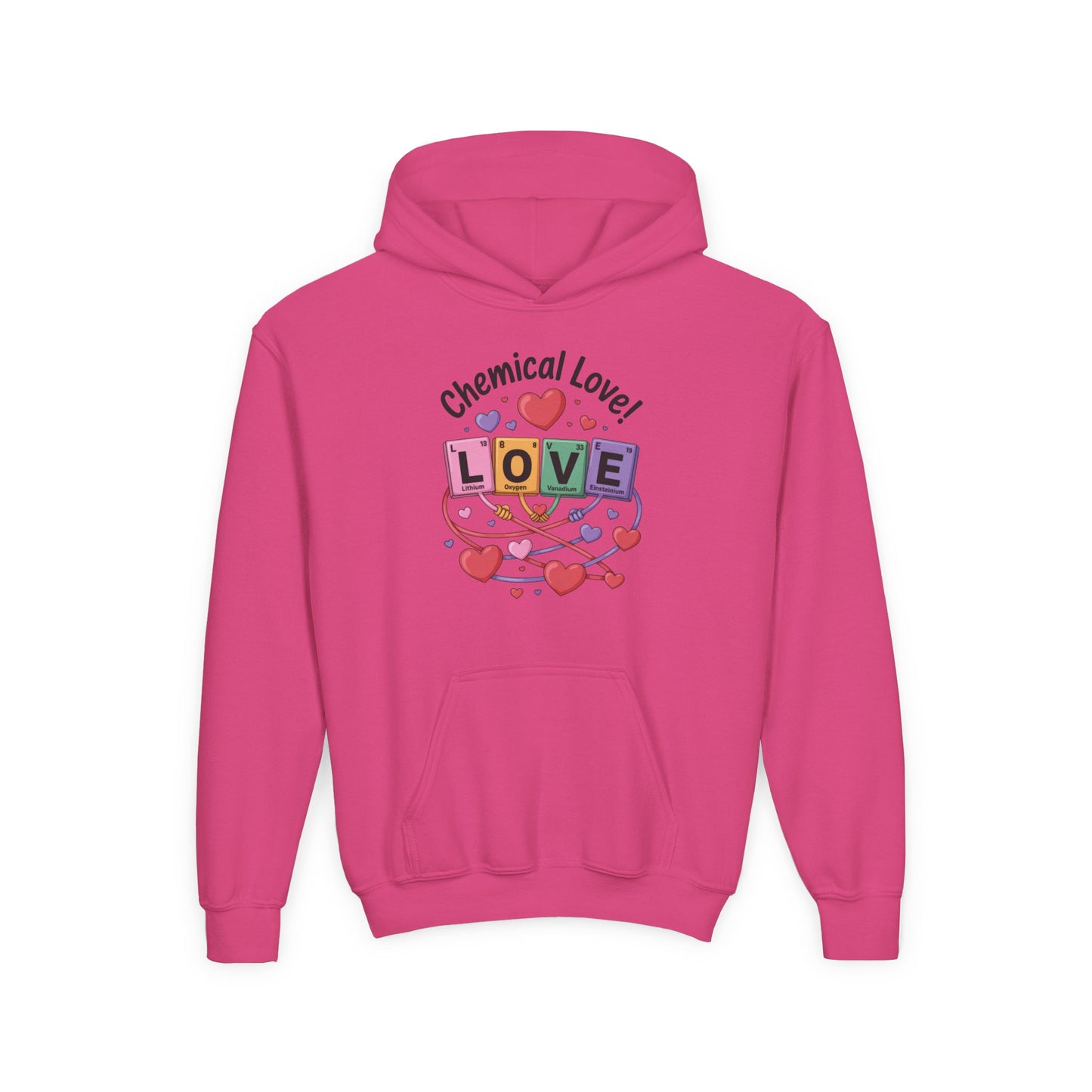 Youth Heavy Blend Hooded Sweatshirt, Chemical Love Design, Cozy Gift for Teens, Valentine's Day Gift For Girl, Birthday, Everyday Comfort