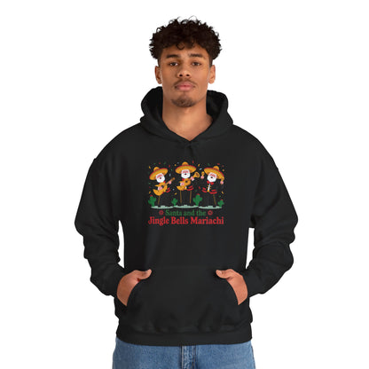 Santa and the Jingle Bells Mariachi Hoodie, Funny Mexican Santa Christmas Hoodie, Latin Fiesta Holiday Sweatshirt