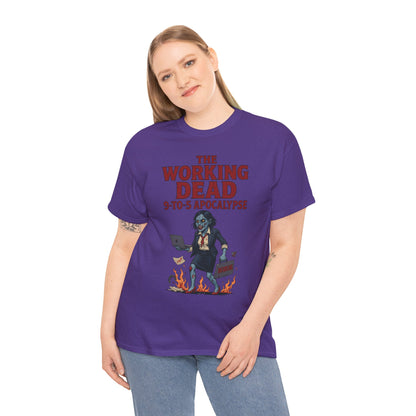 The Working Dead 9-to-5 Apocalypse Women's T-Shirt, Horror Office Zombie Top, Halloween Office Humor