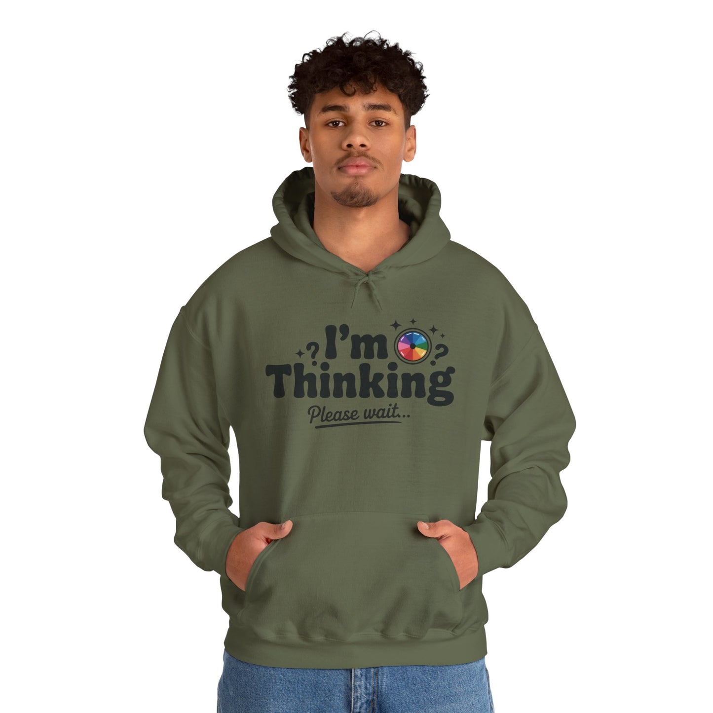 Funny - Im Thinking Please Wait - Mens Hoodie, Cute Geeky Gift for Introverts, Programmers, Designers, Fun Humor Hoodie, Gift for Adults
