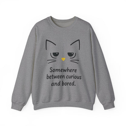 Whimsical Cat Crewneck Womens Sweatshirt, Cozy Relaxed Wear, Perfect Gift for Cat Lovers, Casual Everyday Style
