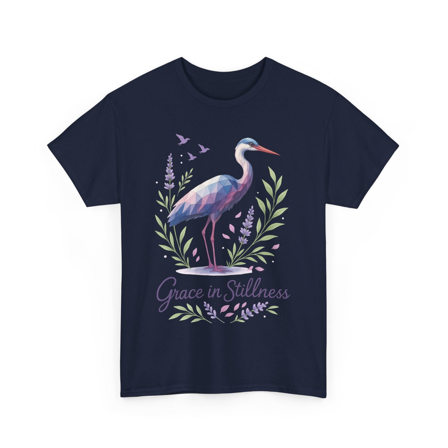 Polygonal Heron Graphic Shirt, Womens Artistic Bird Tee, Nature-Inspired Minimalist Design, Geometric Crane Tee, Bird Lovers Gift