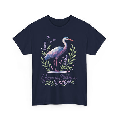 Polygonal Heron Graphic Shirt, Womens Artistic Bird Tee, Nature-Inspired Minimalist Design, Geometric Crane Tee, Bird Lovers Gift
