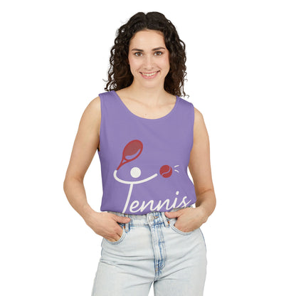 Womens Garment-Dyed Tank Top, Womens Tennis Tank Top, Cute Sports Graphic Top, Workout Gym Activewear Shirt