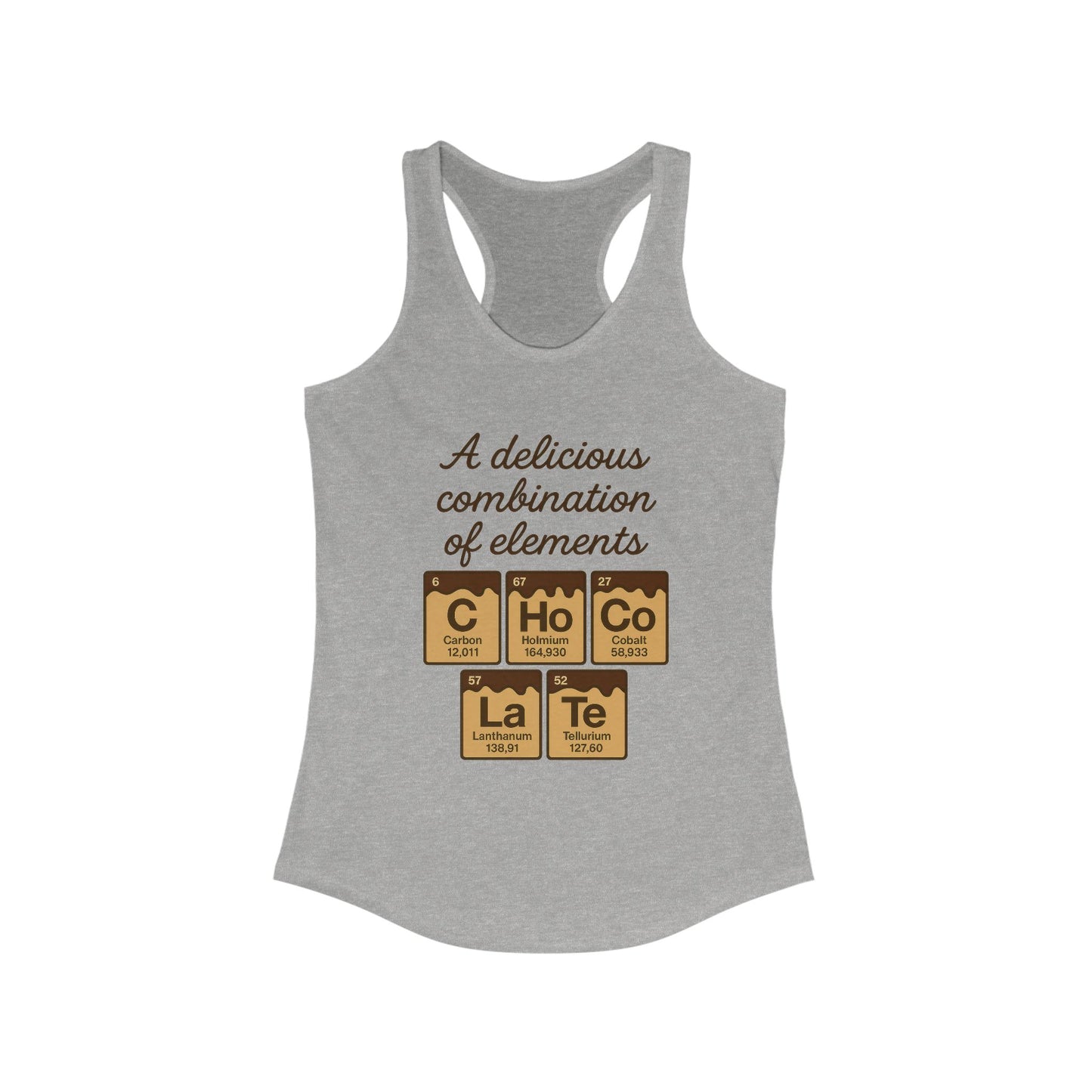 Chemical Elements Racerback Tank, Cute Exercise Top, Gym Shirt, Science Gift, Women's Workout Clothing