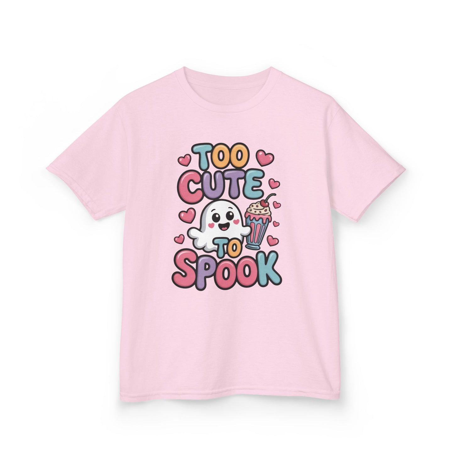 Kids Too Cute To Spook T-Shirt, Cute Ghost Milkshake Shirt, Kawaii Halloween Tee for Boys & Girls