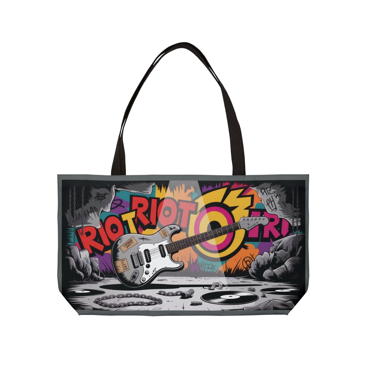 Rockin' Weekender Tote Bag with Electric Guitar Design, Music Festival, Beach, Travel, Gym, Gift for Musicians, Beach Bag