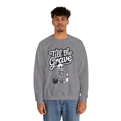 Funny Skeleton Bowling Mens Pullover, Halloween Apparel, Funny Skeleton Bowling Shirt, Casual Mens Crewneck, Cool Bowler Skull Crewneck