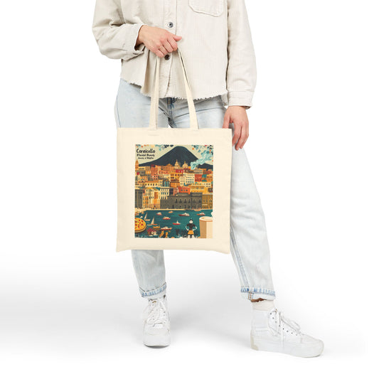 Vintage Italian Landscape Cotton Canvas Tote Bag, Eco-Friendly Bag, Beach Tote, Gift for Travelers, Summer Outing Bag, Shopping Bag
